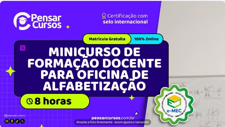 Minicurso de Formação Docente para Oficina de Alfabetização