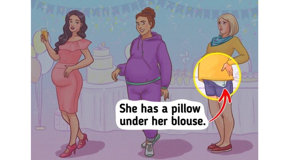 identificar qual das mulheres não está grávida
