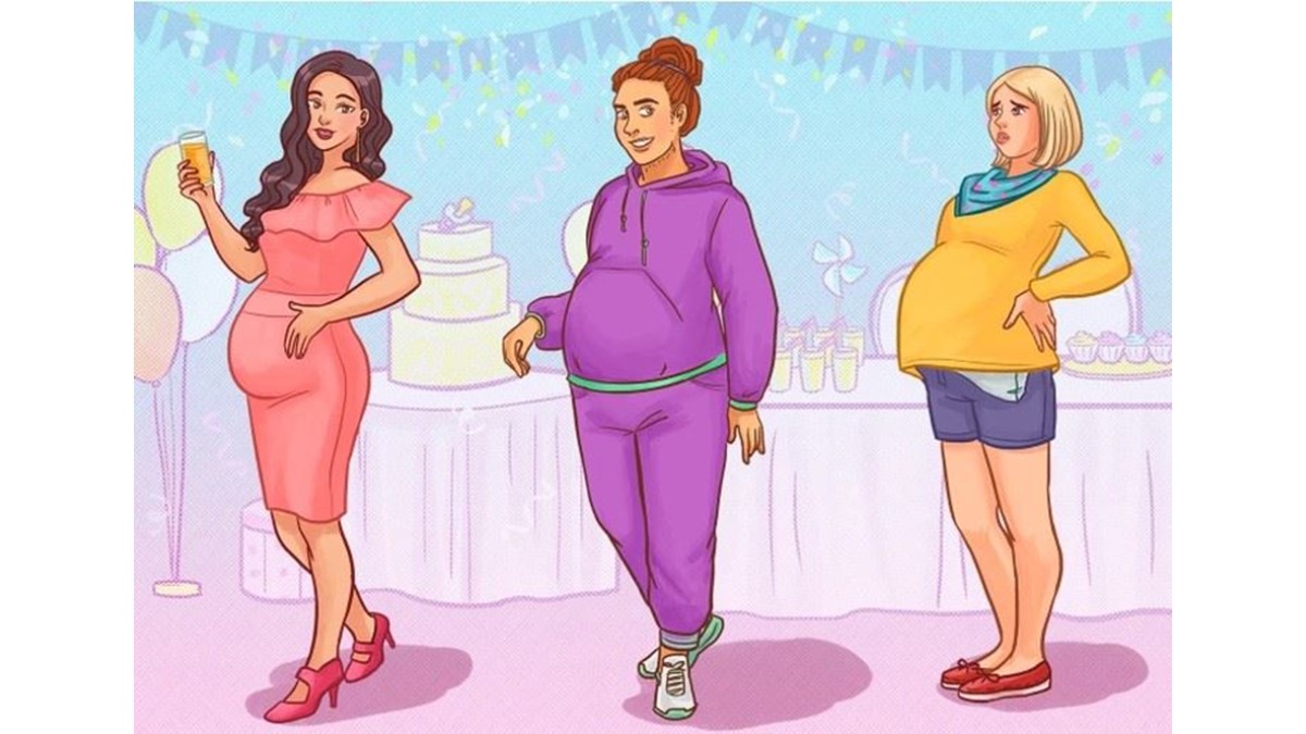 Localize qual das mulheres não está grávida