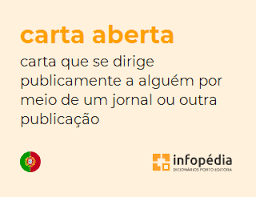 Definição de carta aberta. Imagem: Reprodução/ Infopedia