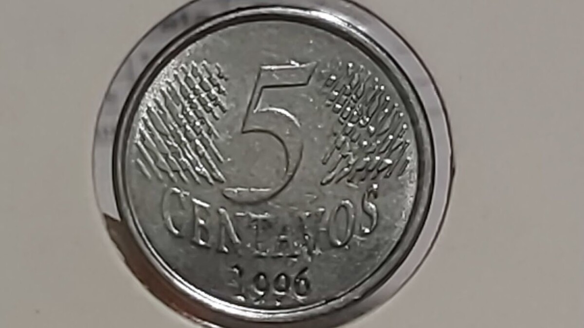 Exemplo de moeda de 5 centavos de 1996. Imagem: Reprodução