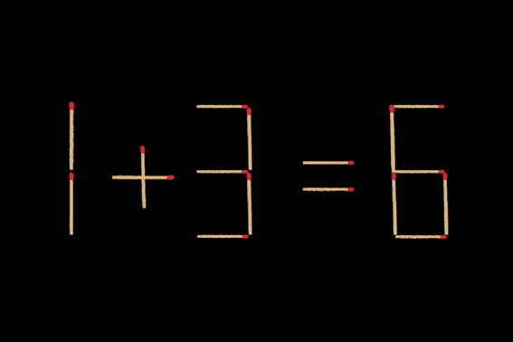 6+4=4 Mova apenas 1 (um) palito para corrigir essa equação