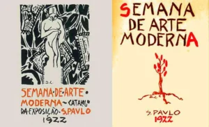 Colagem de cartazes da Semana de Arte Moderna. Imagem: Reprodução 