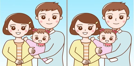 Encontre 3 diferenças na imagem da família para resolver esse jogo dos 3 erros em 10 segundos