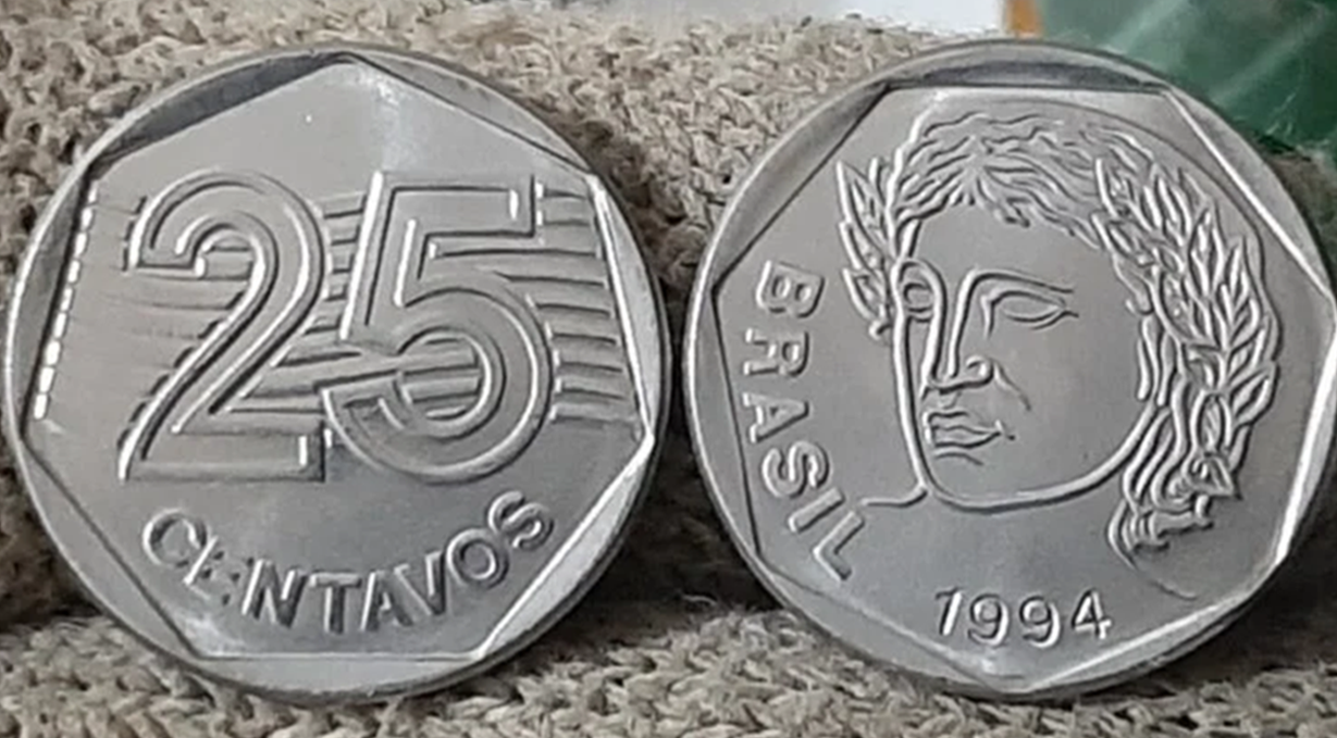 Esta moeda de 25 centavos de 1994 pode valer R$ 1.500,00