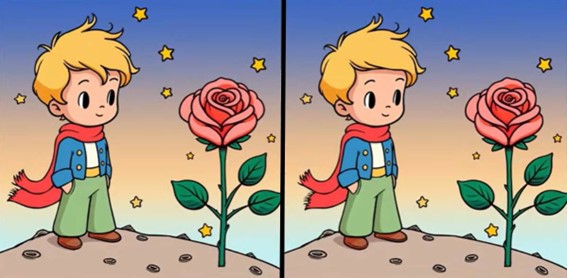 Jogo das diferenças: Encontre 3 erros entre as cenas do menino e a rosa em 20 segundos