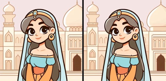 Jogo dos 3 erros: Encontre as diferenças entre as imagens da princesa árabe em menos de 10 segundos