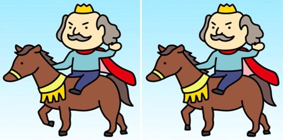 Jogo dos 3 erros: Encontre as diferenças entre as imagens do rei no cavalo em 10 segundos