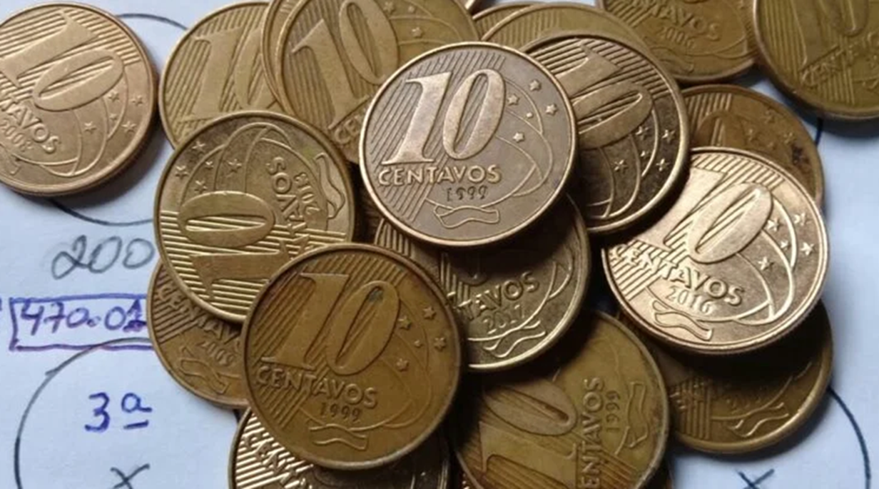 Conheça cinco peças de 10 centavos que valem R$ 125 em 2024; confira