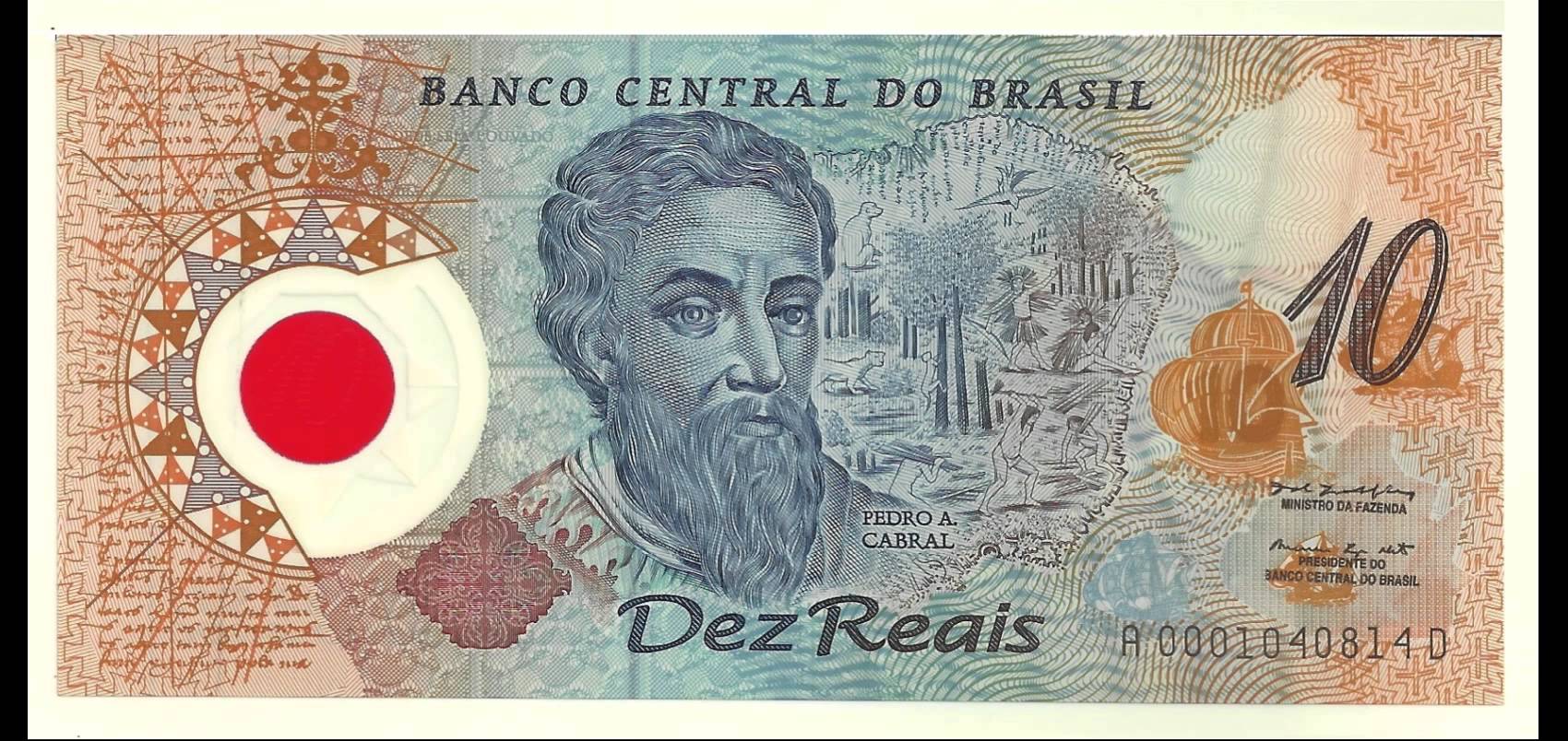 Cédula 10 reais plástico