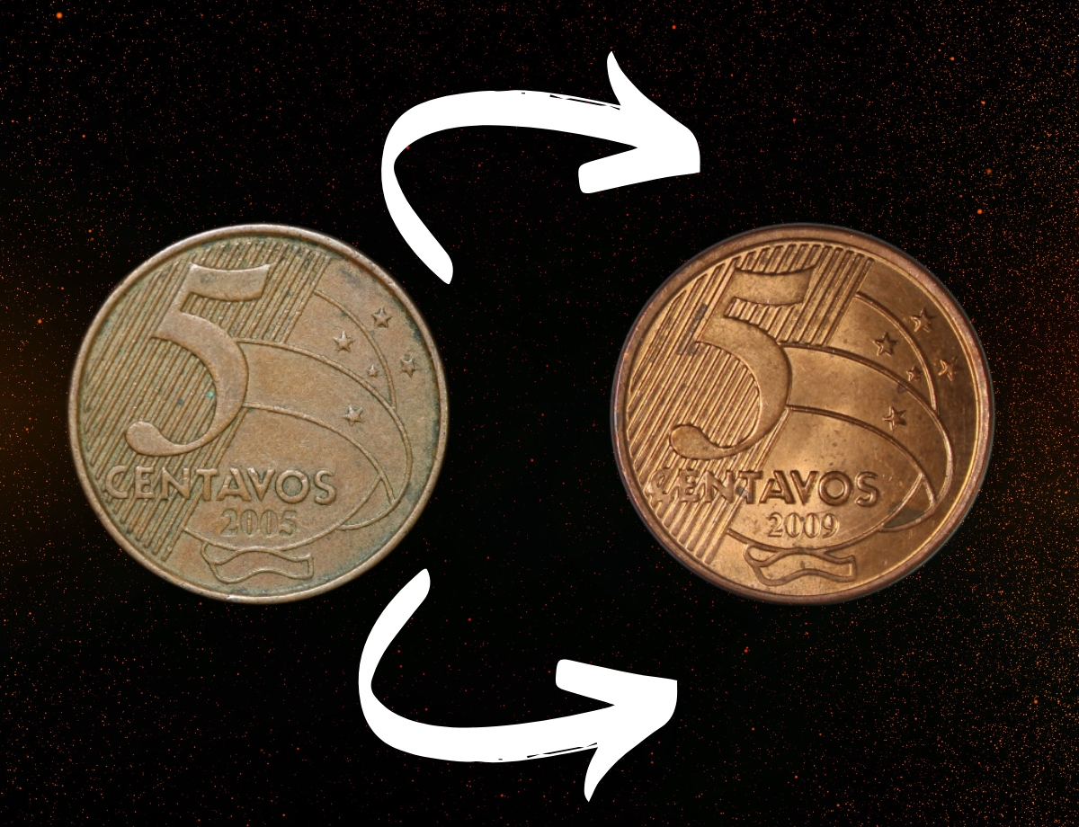 Dinheiro no bolso com MOEDA INCOMUM de 5 centavos; saiba qual