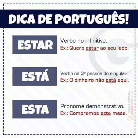 "Estar", "está" ou "esta"? Entenda a regra e não confunda NUNCA mais