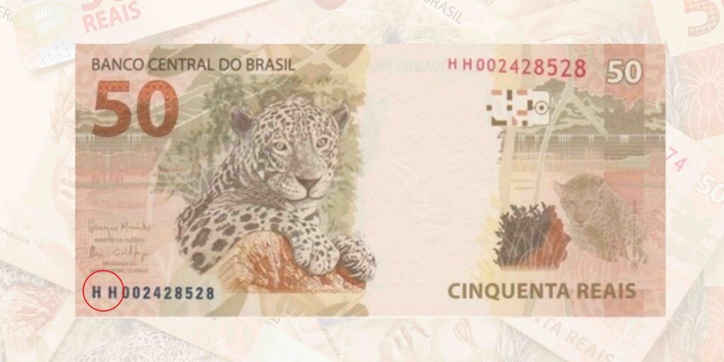 Cédula de 50 reais. 