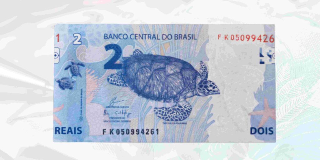 Cédula de dois reais apresenta ERRO DE CORTE