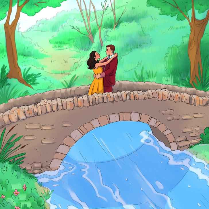 Encontre o erro na imagem do casal na ponte.