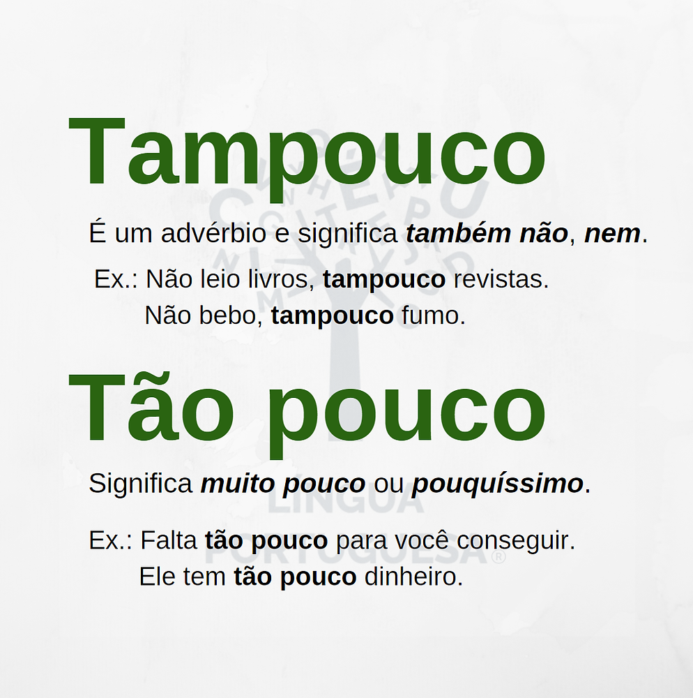 "Tampouco" ou "tão pouco"? Qual o correto?