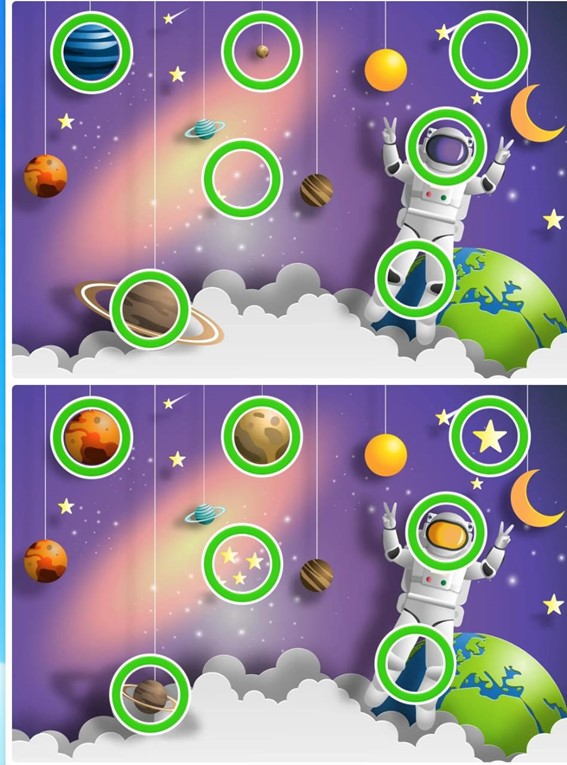Resultado do Jogo dos 7 erros do astronauta