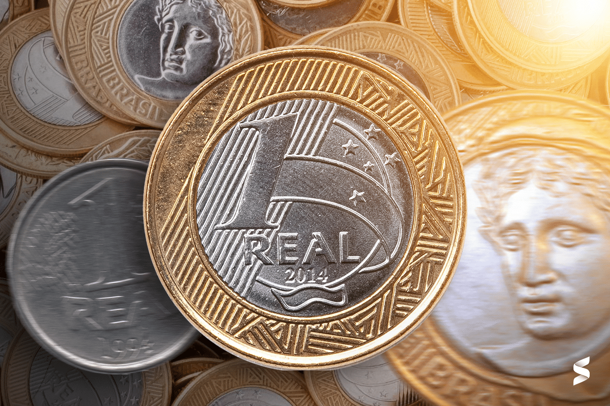 Moedas de 1 real com reverso invertido