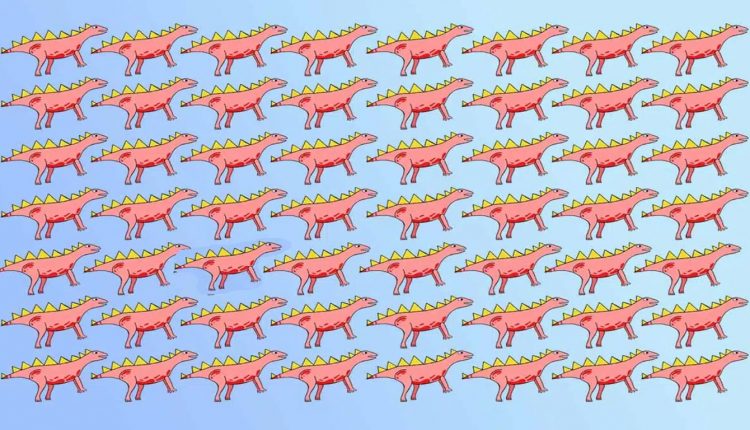 Desafio visual imagem com vários dinossauros e um deles diferente