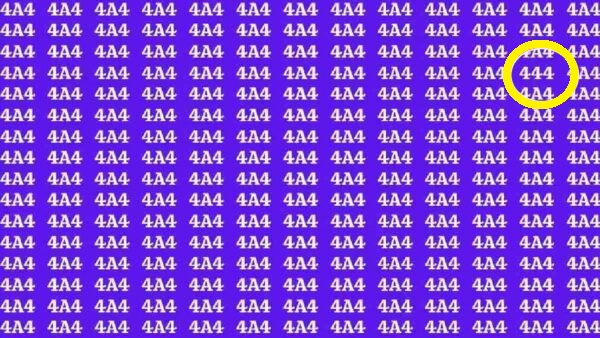 Solução da ilusão de ótica com números 4A4 repetidos em um fundo azul.