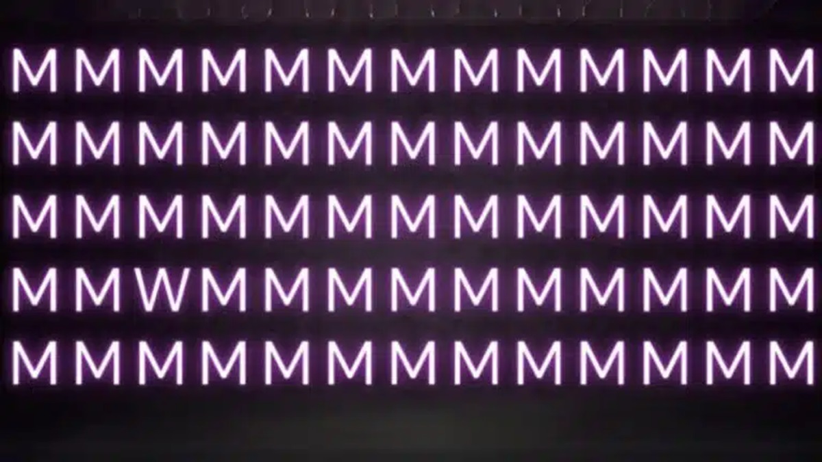 Sequência de letras M onde há uma única letra W escondida