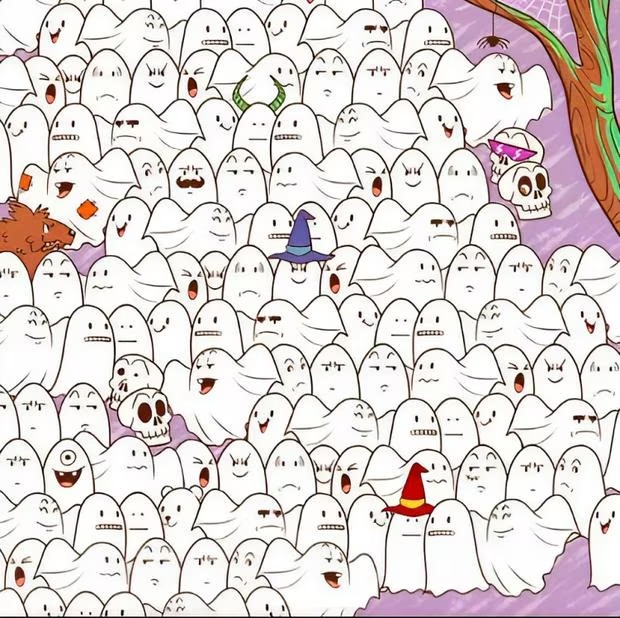 Desafio visual de Halloween: encontre o urso polar escondido entre os fantasmas.
