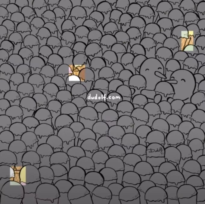 Resposta do desafio visual - veja onde estão os sorvetes vazios. Fonte: Jagran Josh.