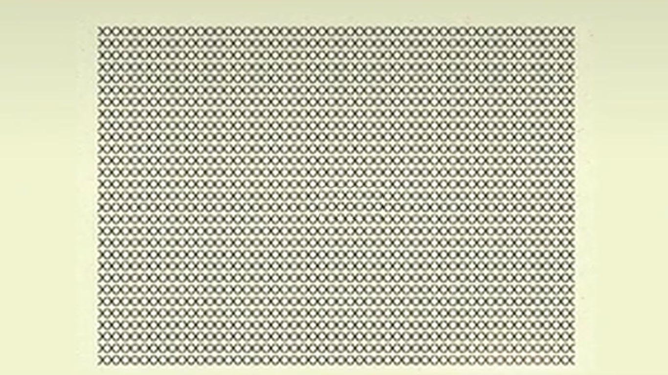 Teste de QI de letras X com uma única letra A escondida.