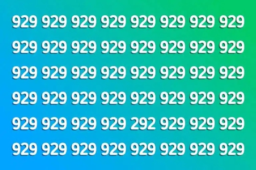 Imagem de teste visual com sequência do número 929 e o número 292 escondido