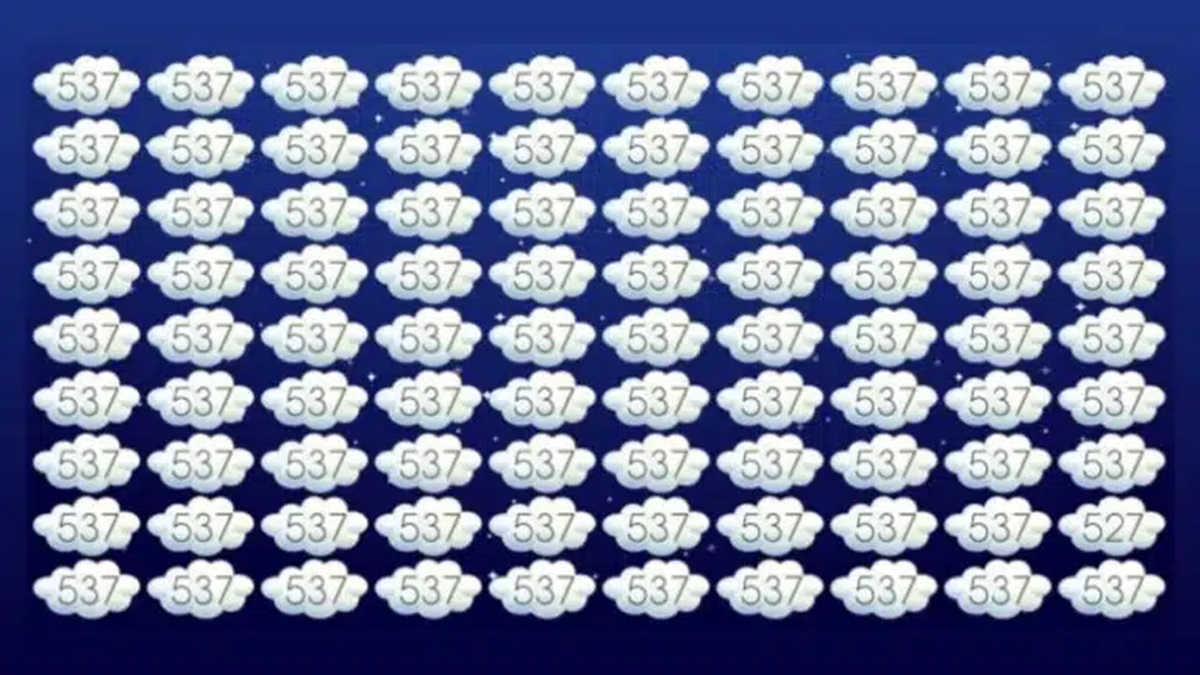 Imagem com nuvens numeradas mostrando a sequência de números 537 em um padrão repetitivo.