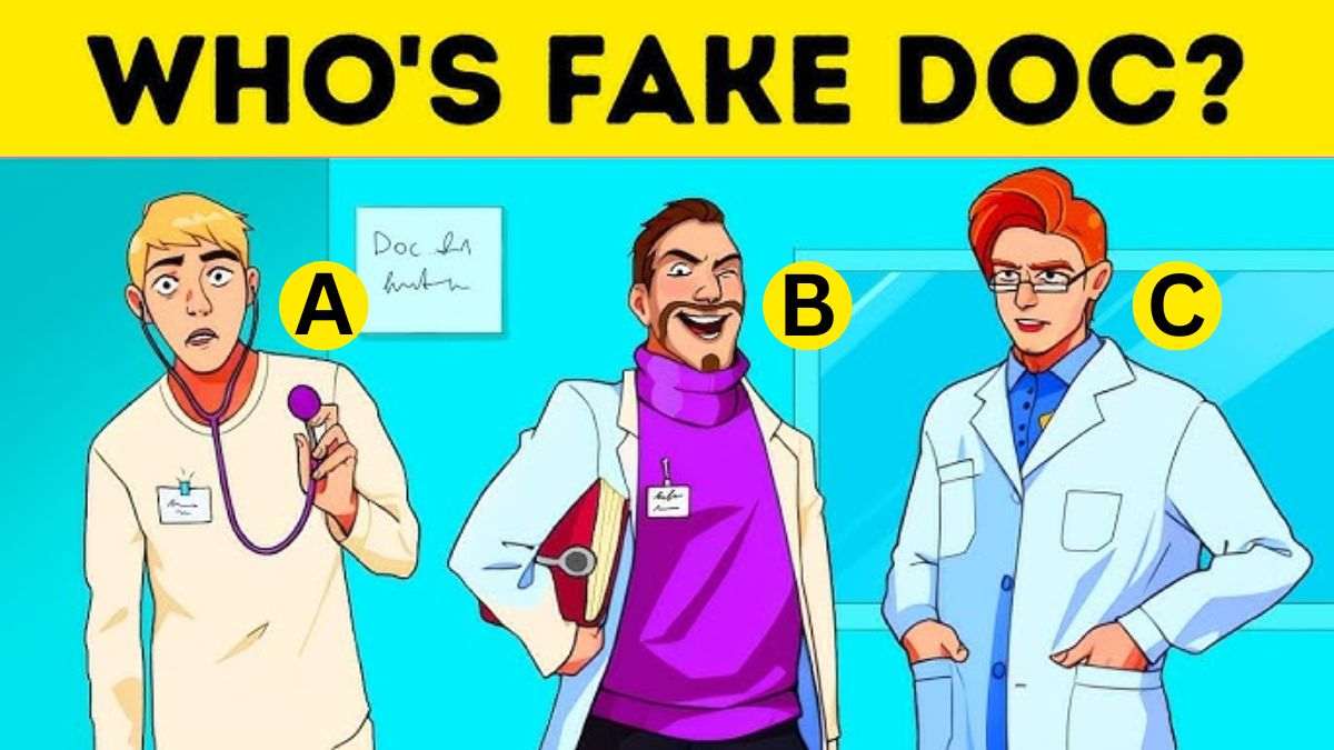 Teste de QI - Encontre o falso médico na imagem. Fonte: Jagran Josh.