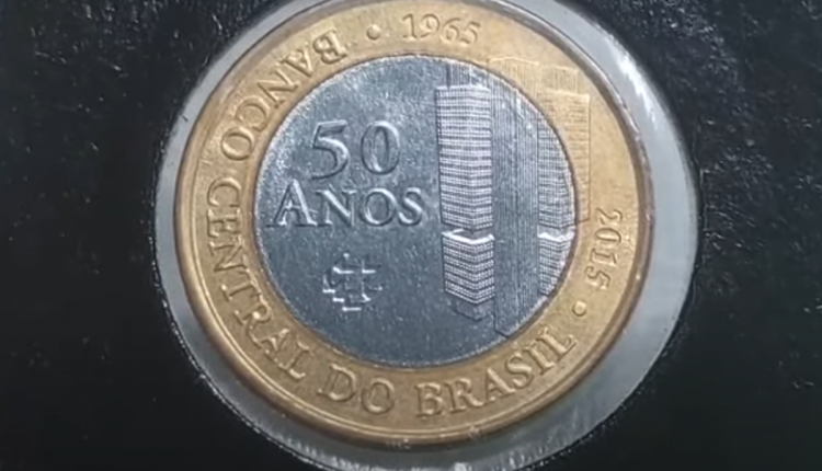 moeda comemorativa de 1 real alusiva aos 50 anos do banco central do brasil