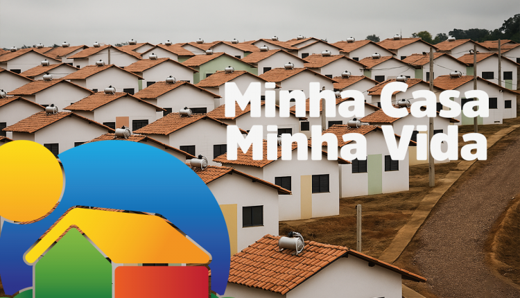 Vista de conjunto habitacional com casas populares do programa Minha Casa, Minha Vida