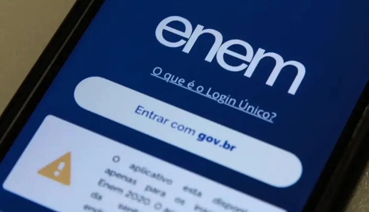 Tela do aplicativo do Enem exibindo o login único através do gov.br.