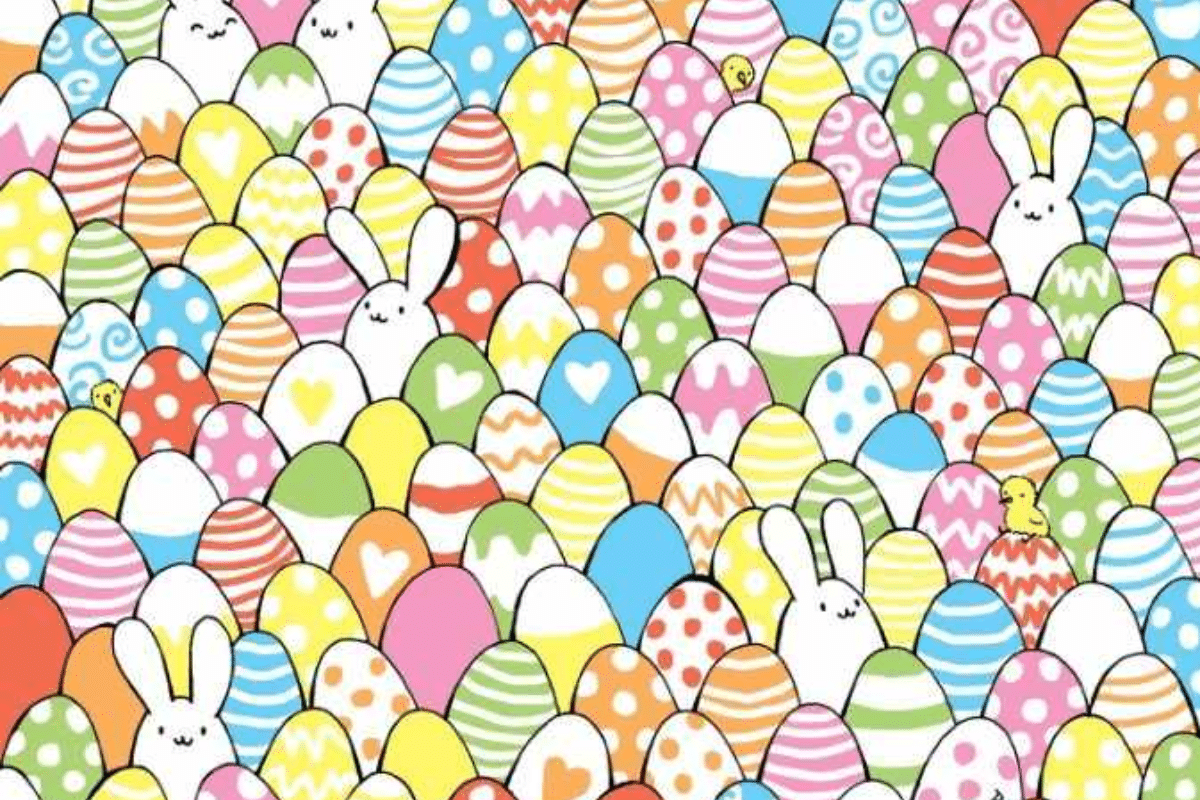 Desafio visual -Encontre os ovos que não estão pintados. Fonte: Jagran Josh.