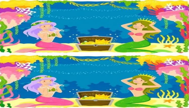 Desafio visual com duas imagens de sereias: encontre as diferenças entre elas