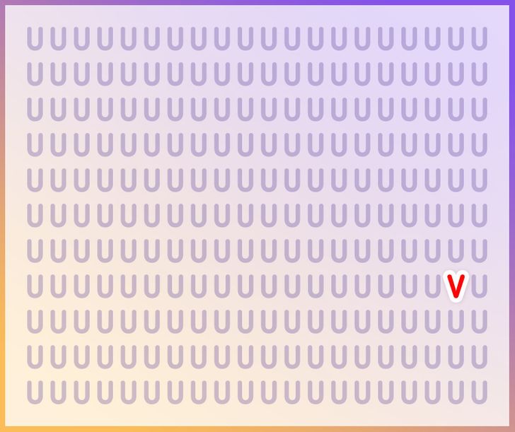 Resposta do desafio visual - Veja onde está a letra V. Fonte: Jagran Josh.