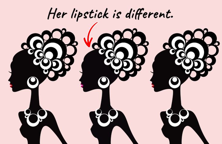 Resposta do desafio visual - Veja onde está a mulher diferente. Fonte: Jagran Josh.