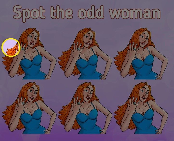 Resposta do desafio visual - Veja onde está a mulher diferente. Fonte: Jagran Josh.