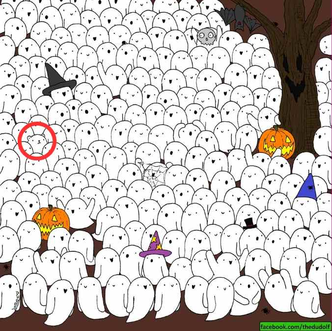 Resposta do desafio visual - Veja onde está o urso polar entre os fantasmas. Fonte: Jagran Josh.