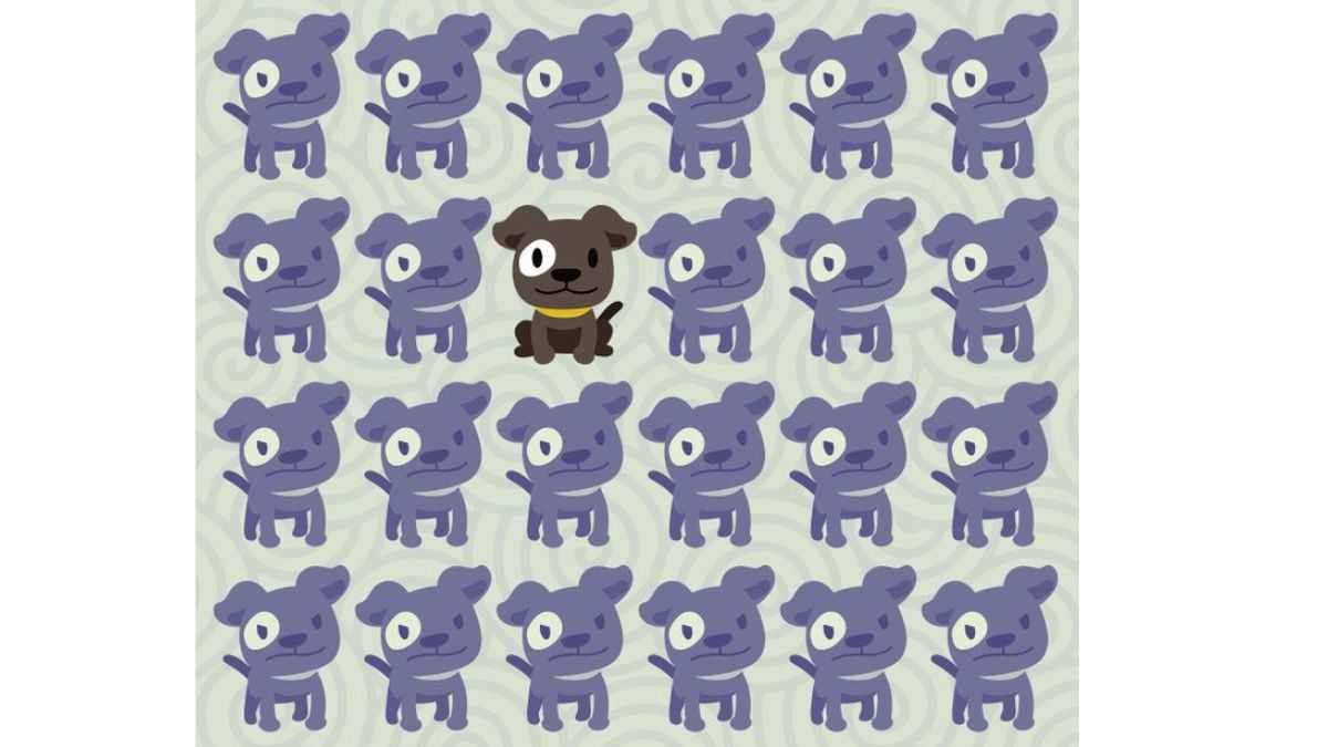 Resposta do desafio visual - Veja qual é o cachorro diferente na imagem. Fonte: Jagran Josh.