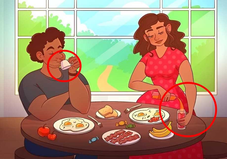 Resposta do teste de QI - Veja quais são os dois erros na cena do café da manhã. Fonte: Jagran Josh.