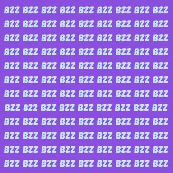 Imagem de teste de percepção visual com padrão "BZZ" e um número "822" escondido.