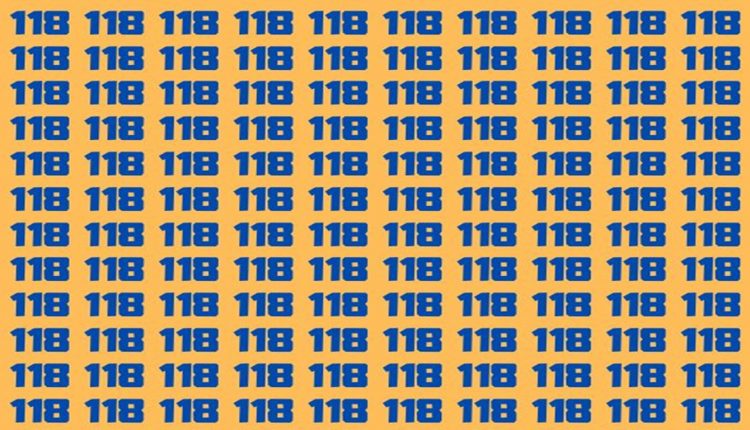 Teste de QI com vários números '118', onde um número é diferente, criando um desafio visual para encontrar o número '119'