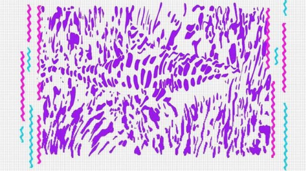 Desenho abstrato com ilusão de ótica escondendo um tubarão