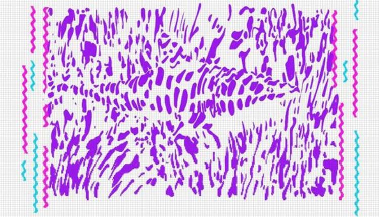 Teste de QI com um desenho abstrato com ilusão de ótica escondendo um tubarão