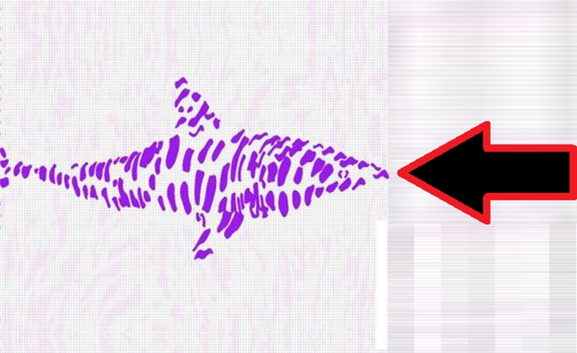 Solução do teste de QI com um desenho abstrato com ilusão de ótica escondendo um tubarão