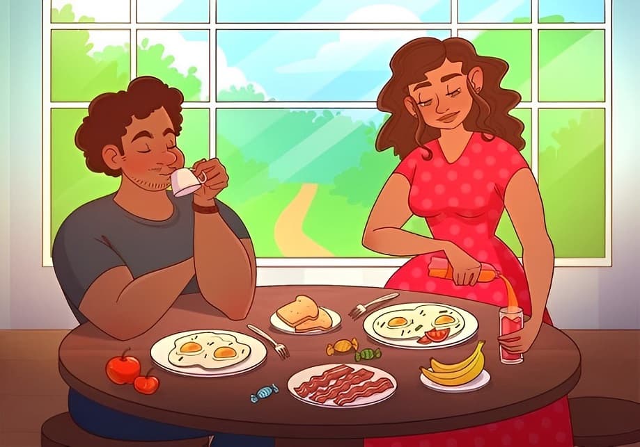 Teste de QI - Encontre dois erros na cena do café da manhã. Fonte: Jagran Josh.