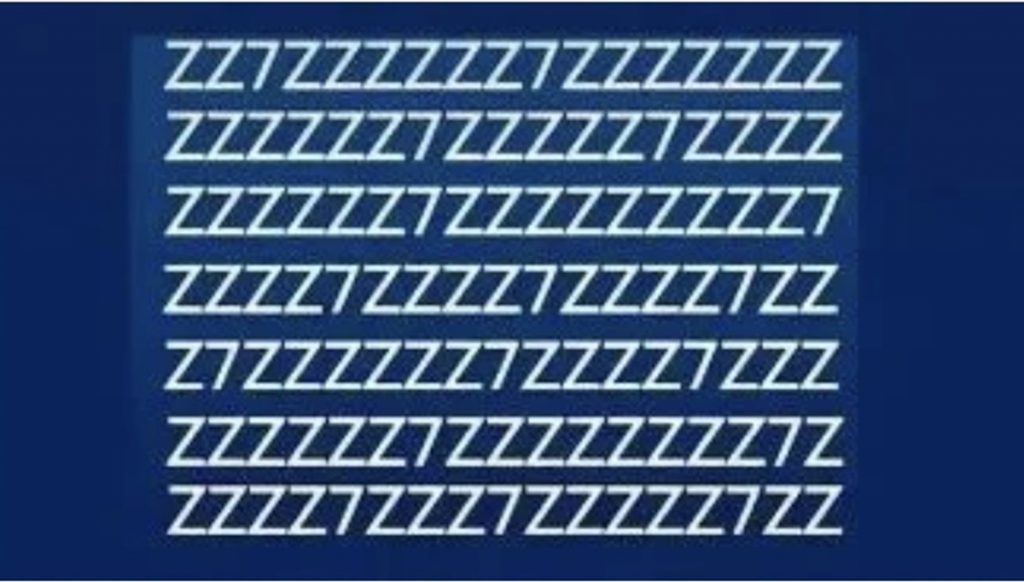 Teste visual com imagem de um padrão com várias letras 'Z', onde existes vários 7. Um desafio visual de identificação.