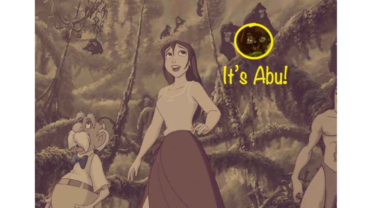 Veja onde está o personagem do Aladdin na cena do Tarzan. Fonte: Jagran Josh.